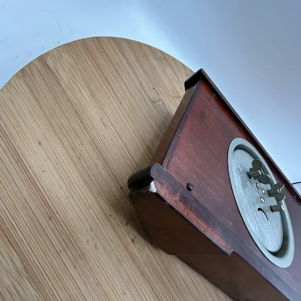 VTG Rooster Wooden Alarm Clock With Aircraft Animated -1960's Pilots, Airplanes